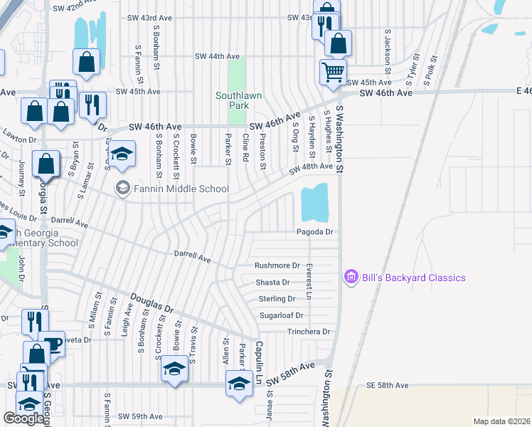 map of restaurants, bars, coffee shops, grocery stores, and more near 4720 Capulin Lane in Amarillo