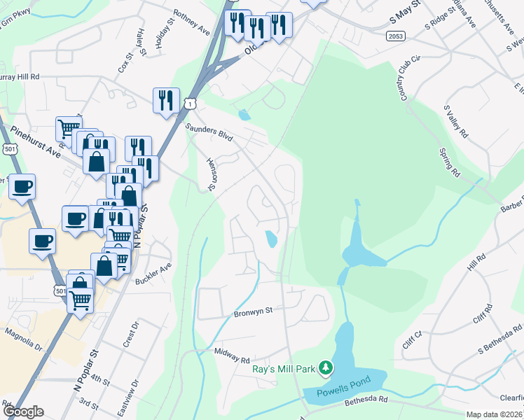map of restaurants, bars, coffee shops, grocery stores, and more near 143 Kensington Way in Aberdeen