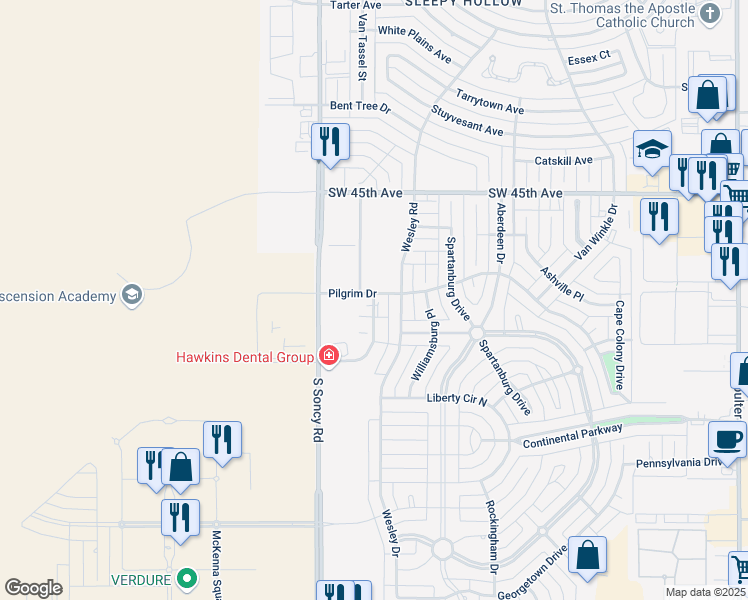 map of restaurants, bars, coffee shops, grocery stores, and more near 8505 Pilgrim Dr in Amarillo