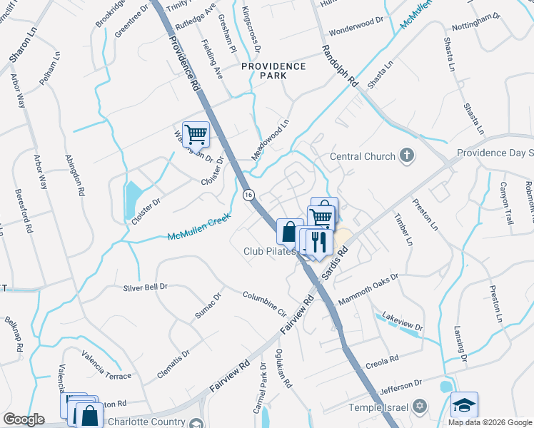 map of restaurants, bars, coffee shops, grocery stores, and more near in Charlotte