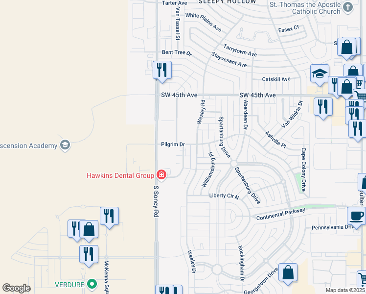 map of restaurants, bars, coffee shops, grocery stores, and more near 8505 Pilgrim Dr in Amarillo