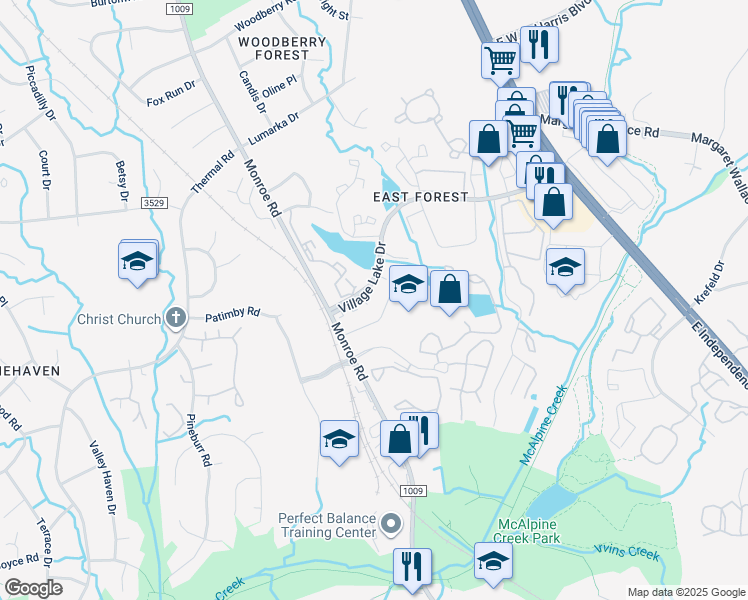 map of restaurants, bars, coffee shops, grocery stores, and more near in Charlotte