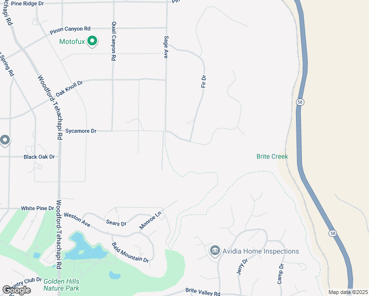map of restaurants, bars, coffee shops, grocery stores, and more near 19900 Sycamore Drive in Tehachapi