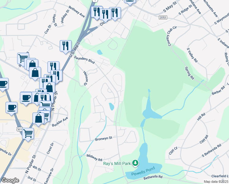 map of restaurants, bars, coffee shops, grocery stores, and more near 106 Kensington Way in Aberdeen