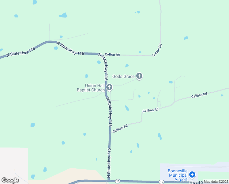 map of restaurants, bars, coffee shops, grocery stores, and more near 47 Oakridge Drive in Booneville