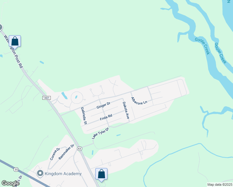 map of restaurants, bars, coffee shops, grocery stores, and more near 409 Gracie Farms Road in New Bern