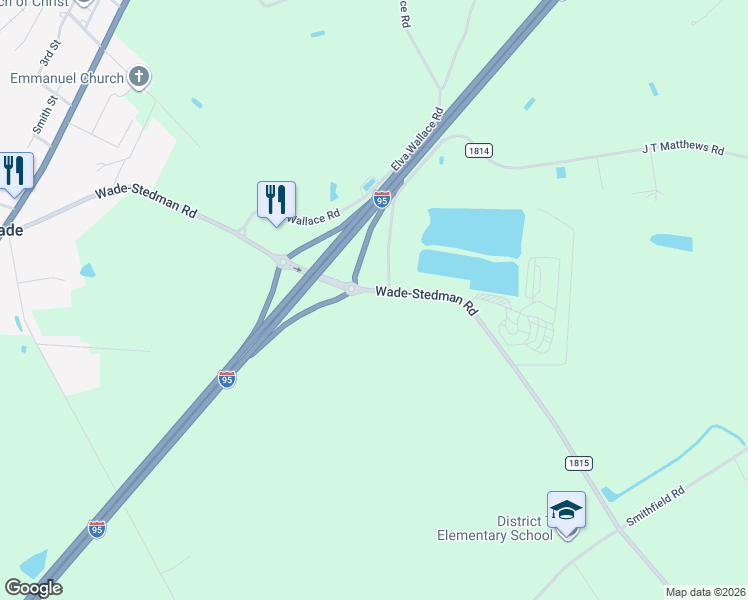 map of restaurants, bars, coffee shops, grocery stores, and more near 6367 Wade-Stedman Rd in Wade