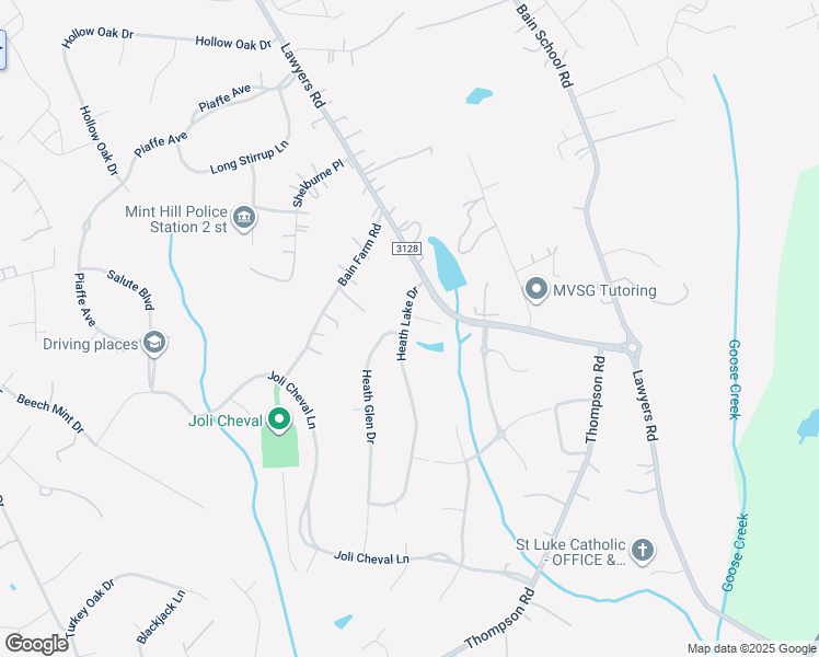 map of restaurants, bars, coffee shops, grocery stores, and more near 2522 Heath Lake Drive in Mint Hill