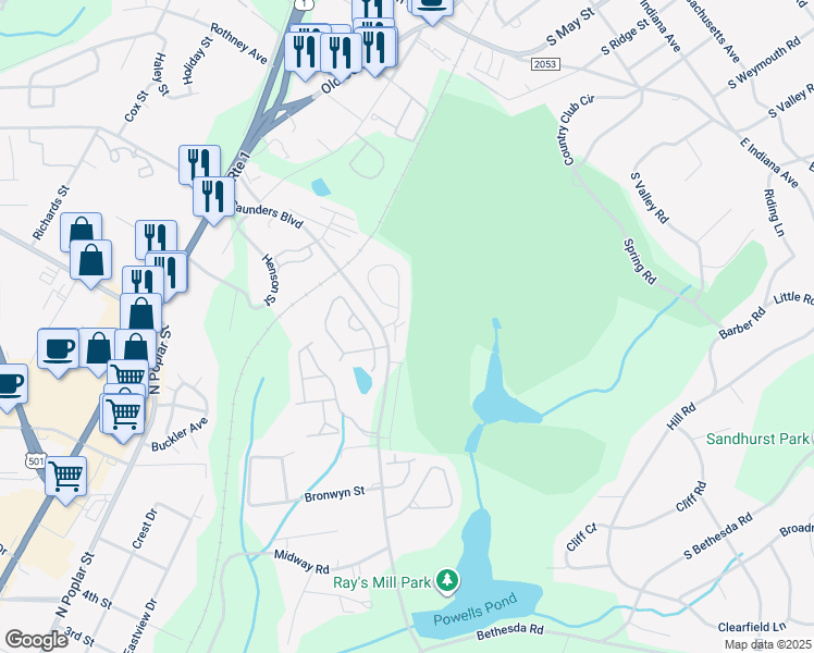 map of restaurants, bars, coffee shops, grocery stores, and more near 201 Fairway Cove Court in Aberdeen