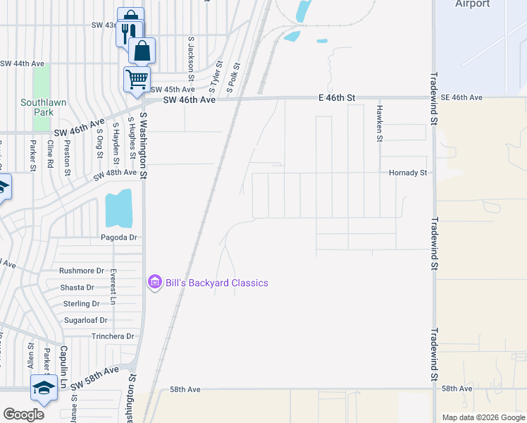 map of restaurants, bars, coffee shops, grocery stores, and more near 100 Southwest 48th Avenue in Amarillo