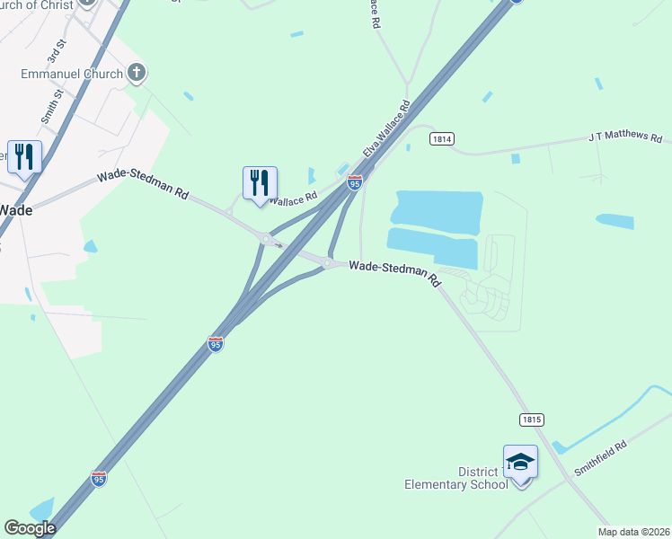 map of restaurants, bars, coffee shops, grocery stores, and more near 6367 Wade-Stedman Rd in Wade