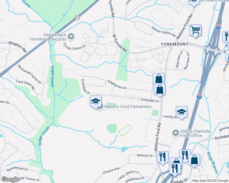 map of restaurants, bars, coffee shops, grocery stores, and more near in Charlotte