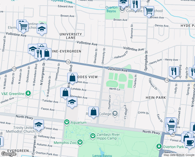 map of restaurants, bars, coffee shops, grocery stores, and more near 1965 Crump Avenue in Memphis