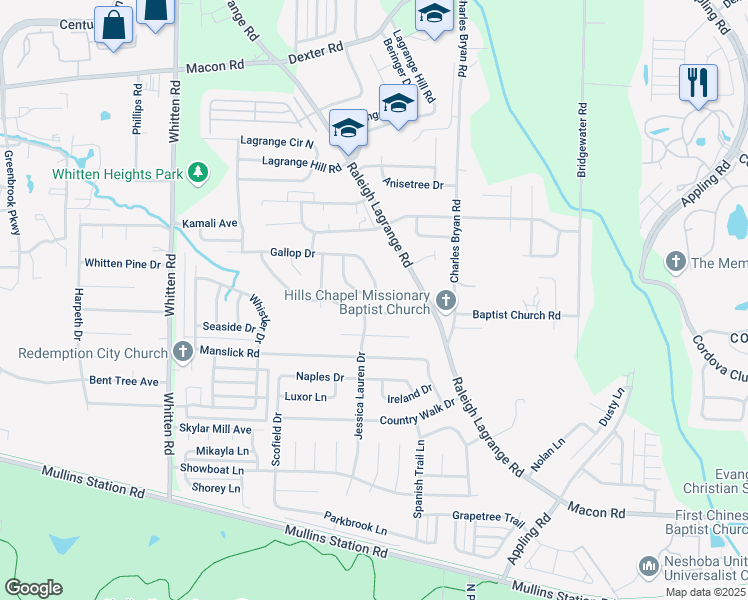 map of restaurants, bars, coffee shops, grocery stores, and more near 1235 Breezy Gate Drive in Shelby County