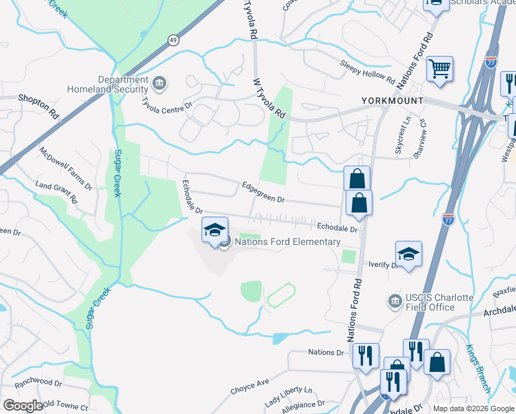 map of restaurants, bars, coffee shops, grocery stores, and more near in Charlotte