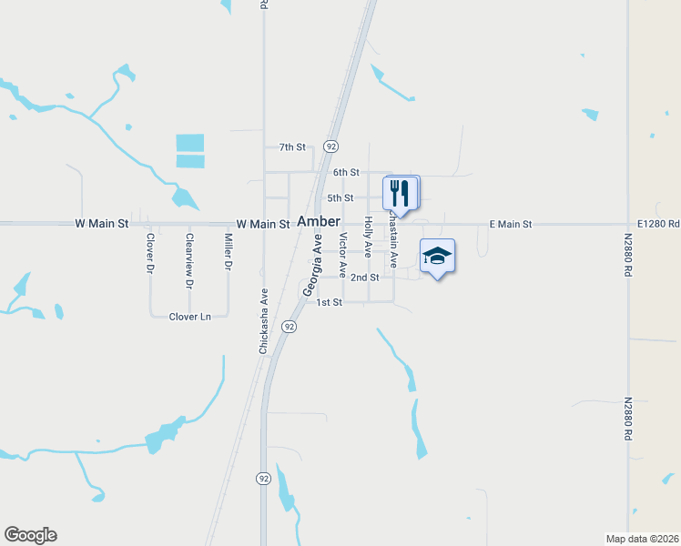 map of restaurants, bars, coffee shops, grocery stores, and more near 200 Victor Avenue in Amber