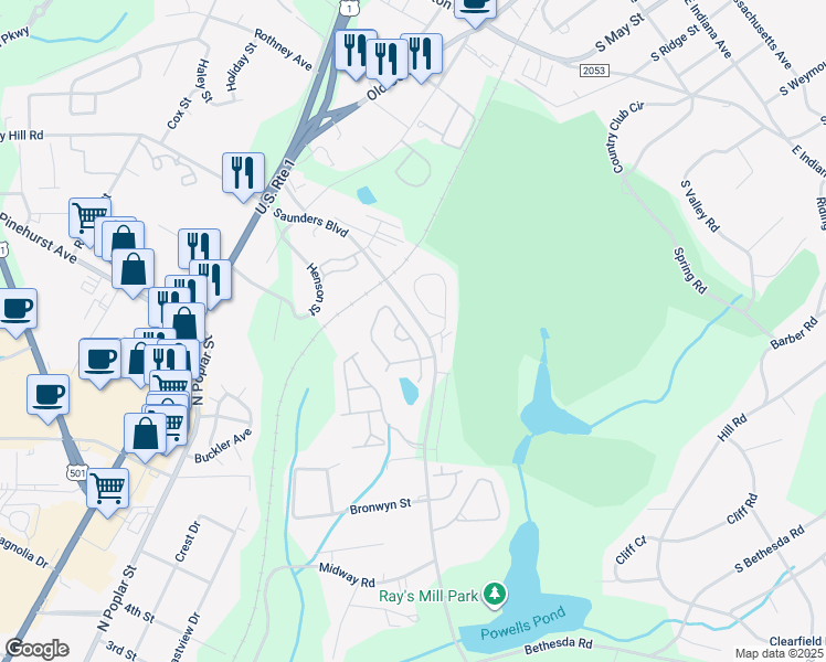 map of restaurants, bars, coffee shops, grocery stores, and more near 110 Kensington Way in Aberdeen
