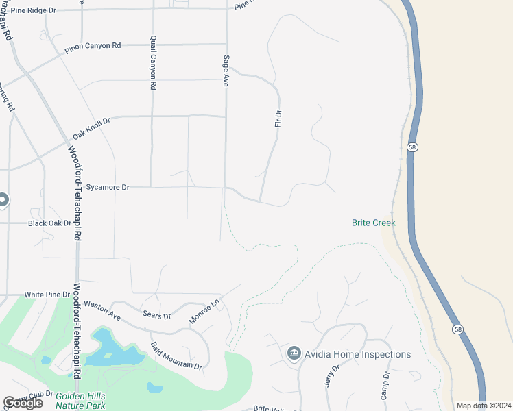 map of restaurants, bars, coffee shops, grocery stores, and more near 19900 Sycamore Drive in Tehachapi