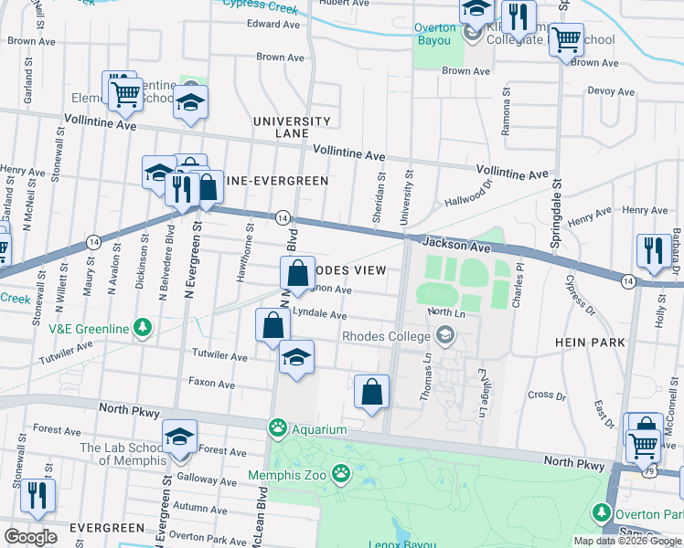 map of restaurants, bars, coffee shops, grocery stores, and more near 771 North Barksdale Street in Memphis