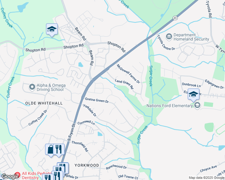 map of restaurants, bars, coffee shops, grocery stores, and more near 6533 Revolutionary Trail in Charlotte