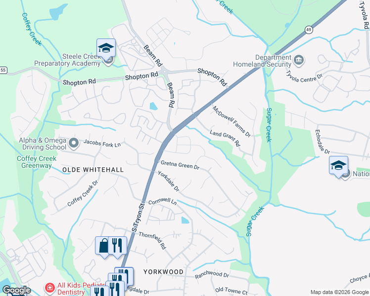 map of restaurants, bars, coffee shops, grocery stores, and more near in Charlotte
