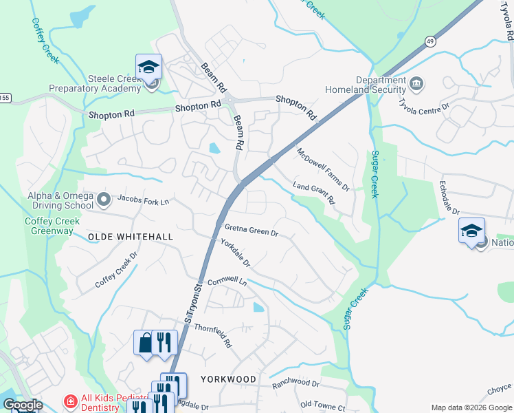map of restaurants, bars, coffee shops, grocery stores, and more near in Charlotte
