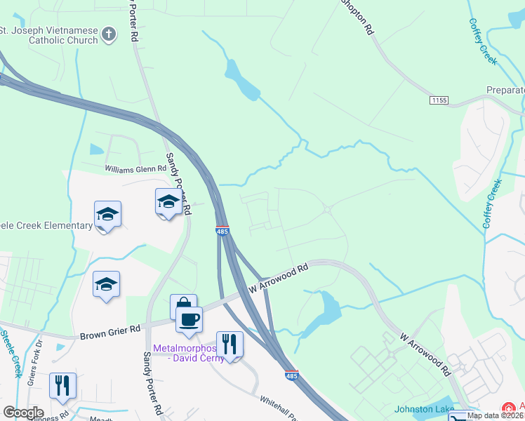 map of restaurants, bars, coffee shops, grocery stores, and more near Governor James G Martin Freeway in Charlotte