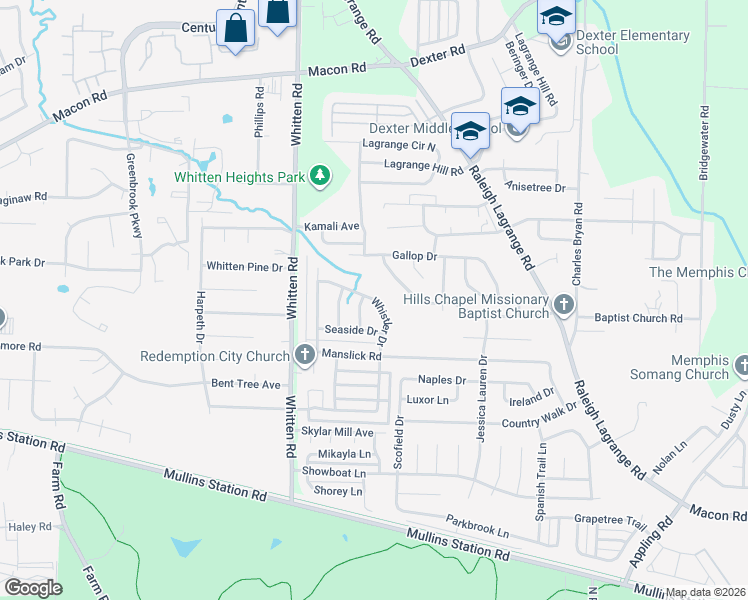 map of restaurants, bars, coffee shops, grocery stores, and more near 1216 Whistler Drive in Shelby County
