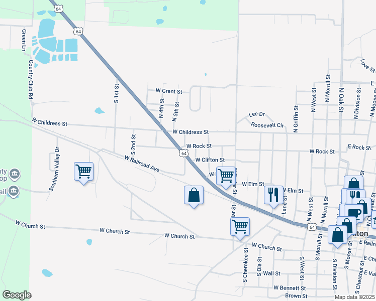 map of restaurants, bars, coffee shops, grocery stores, and more near 1408 West Broadway Street in Morrilton