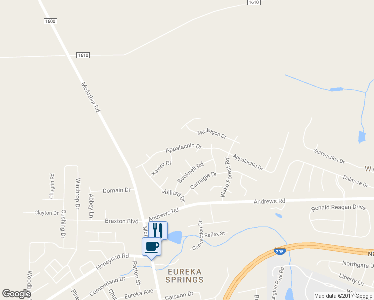 map of restaurants, bars, coffee shops, grocery stores, and more near 923 Appalachin Drive in Fayetteville