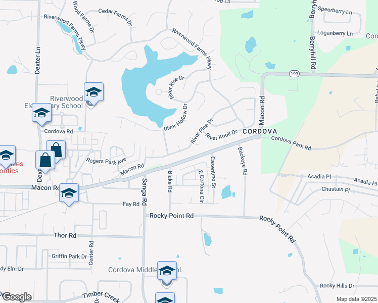 map of restaurants, bars, coffee shops, grocery stores, and more near 8835 River Pine Drive in Shelby County