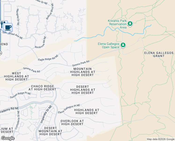 map of restaurants, bars, coffee shops, grocery stores, and more near 6704 Saltbush Court Northeast in Albuquerque