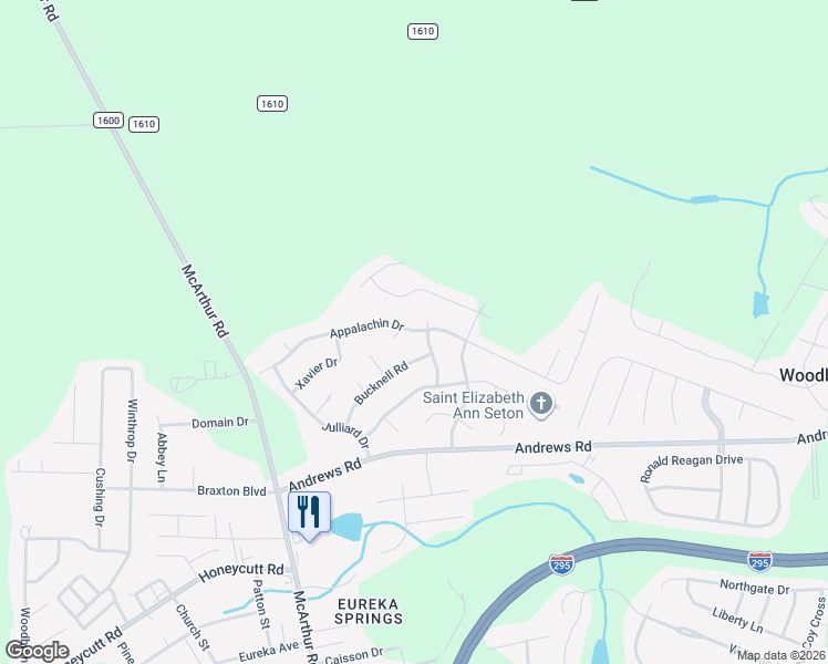 map of restaurants, bars, coffee shops, grocery stores, and more near 903 Appalachin Drive in Fayetteville