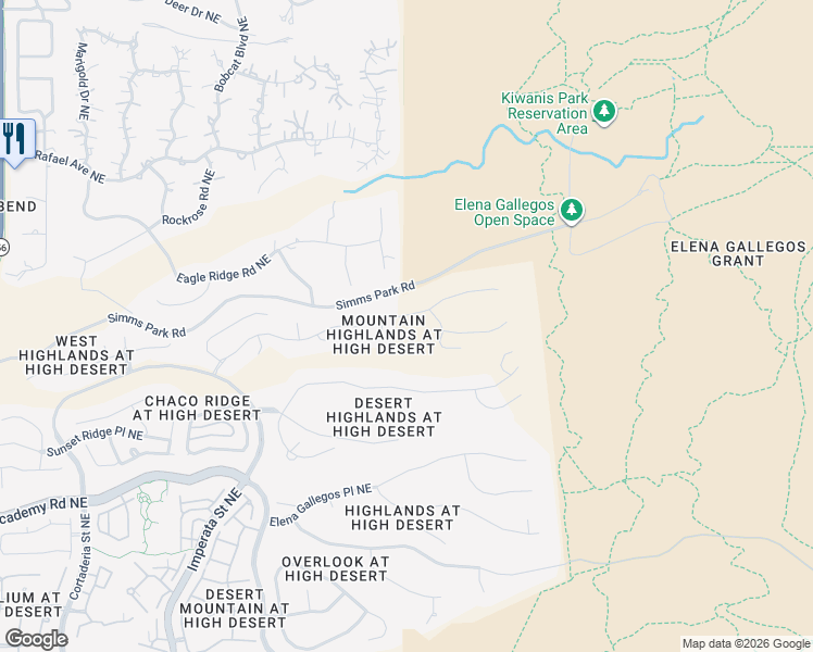 map of restaurants, bars, coffee shops, grocery stores, and more near 6704 Saltbush Court Northeast in Albuquerque