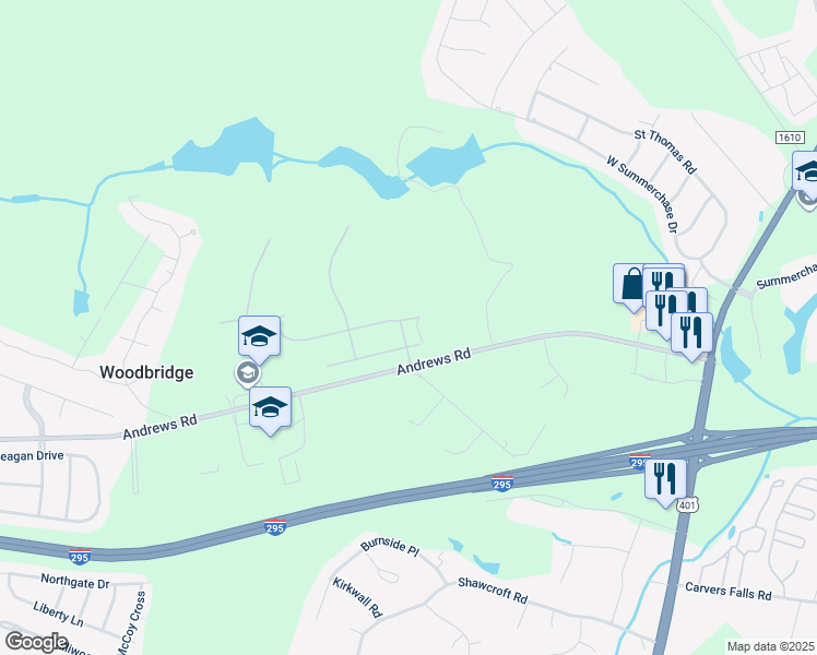 map of restaurants, bars, coffee shops, grocery stores, and more near 349 Edwinstowe Avenue in Fayetteville