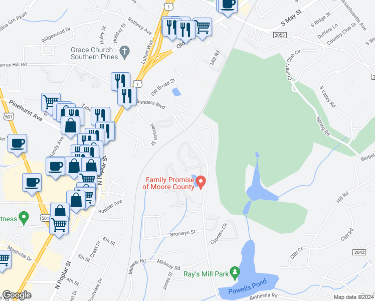 map of restaurants, bars, coffee shops, grocery stores, and more near 115 Thornhill Way in Aberdeen