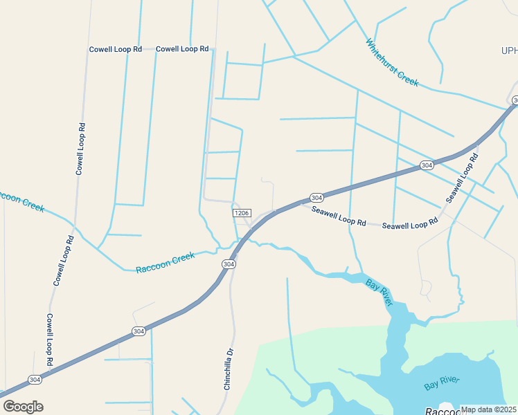 map of restaurants, bars, coffee shops, grocery stores, and more near North Carolina 304 in Bayboro