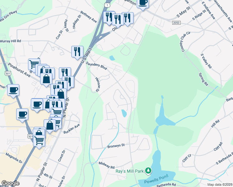 map of restaurants, bars, coffee shops, grocery stores, and more near 135 Kensington Way in Aberdeen