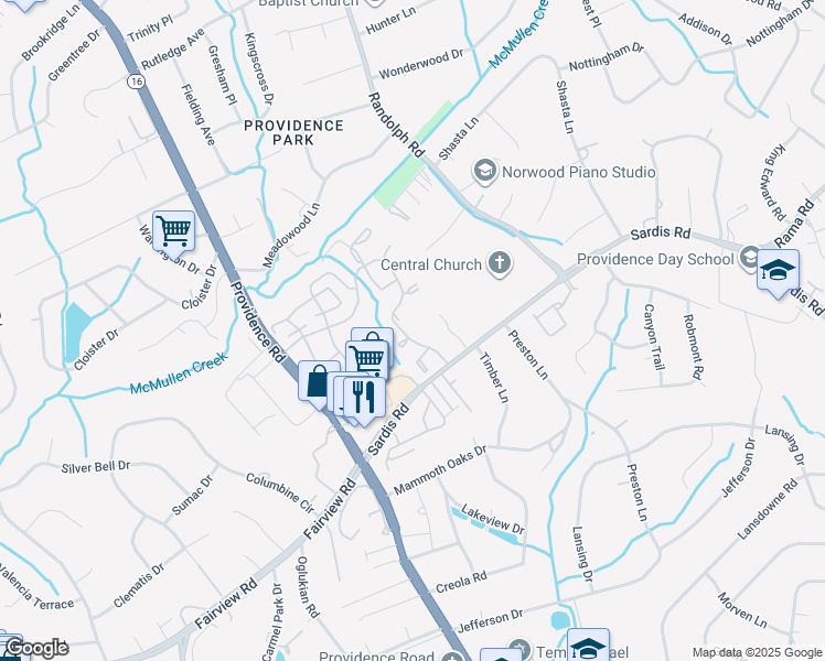 map of restaurants, bars, coffee shops, grocery stores, and more near 5533 Strawberry Hill Drive in Charlotte