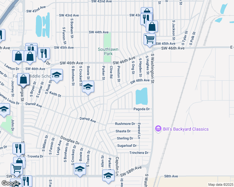 map of restaurants, bars, coffee shops, grocery stores, and more near 4720 Capulin Lane in Amarillo