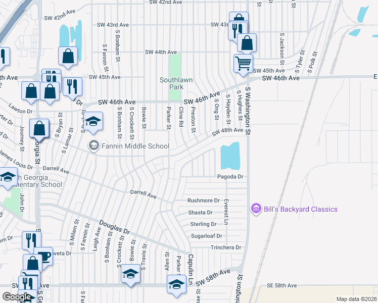 map of restaurants, bars, coffee shops, grocery stores, and more near 4720 Capulin Lane in Amarillo