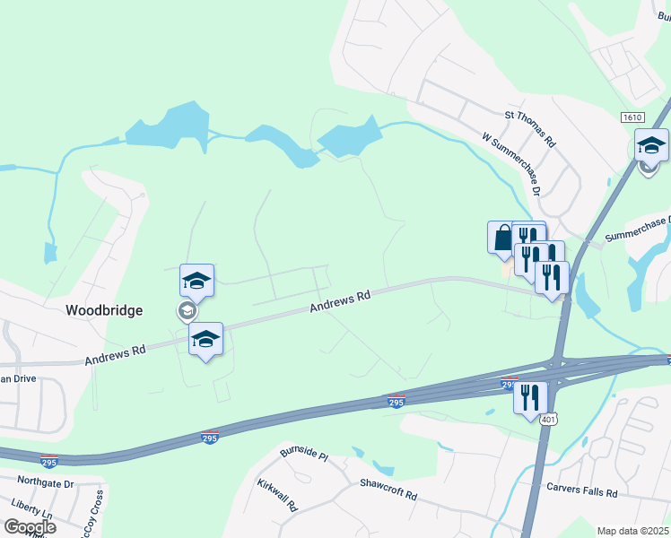 map of restaurants, bars, coffee shops, grocery stores, and more near 349 Edwinstowe Avenue in Fayetteville