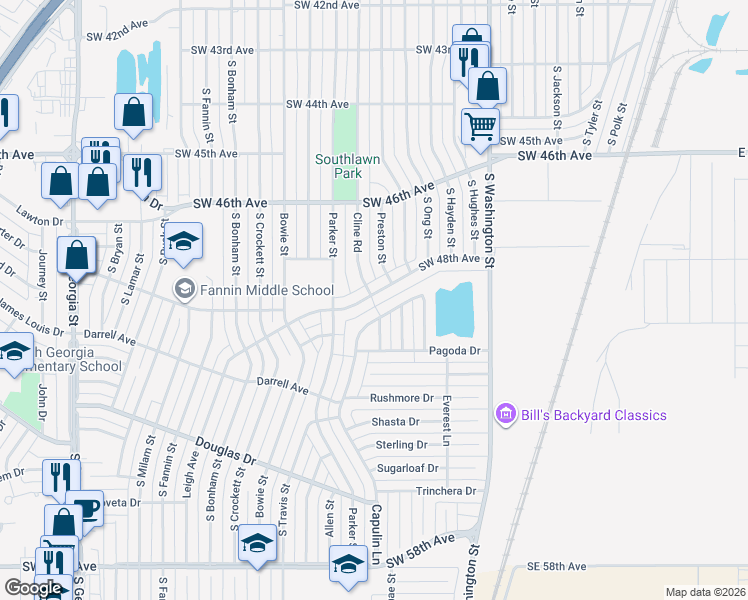 map of restaurants, bars, coffee shops, grocery stores, and more near 4720 Capulin Lane in Amarillo