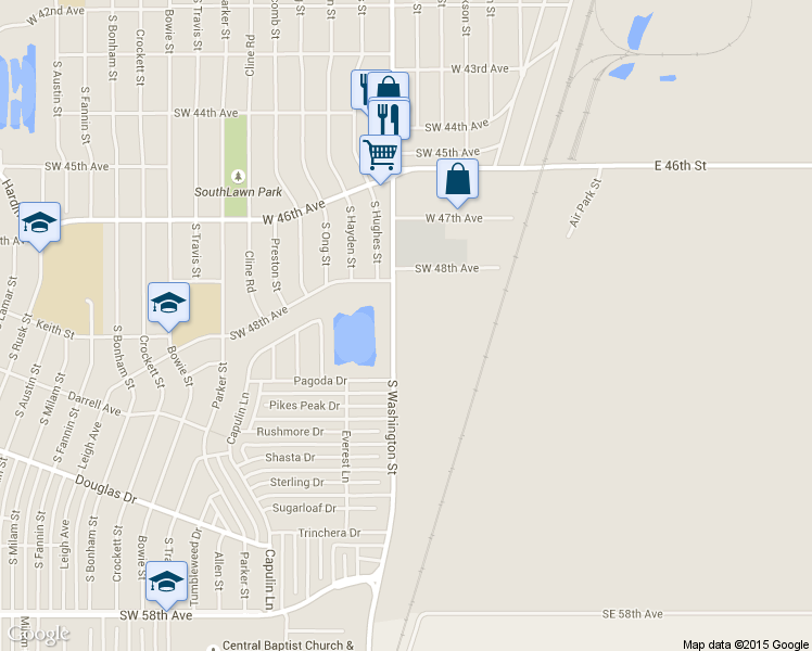 map of restaurants, bars, coffee shops, grocery stores, and more near 4901 S Washington St in Amarillo