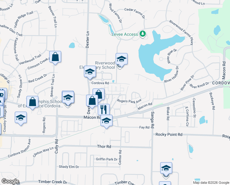 map of restaurants, bars, coffee shops, grocery stores, and more near 8588 Marysville Avenue in Memphis