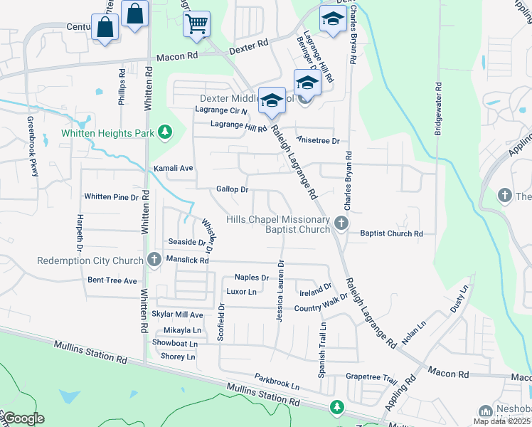map of restaurants, bars, coffee shops, grocery stores, and more near 1251 Breezy Gate Drive in Shelby County