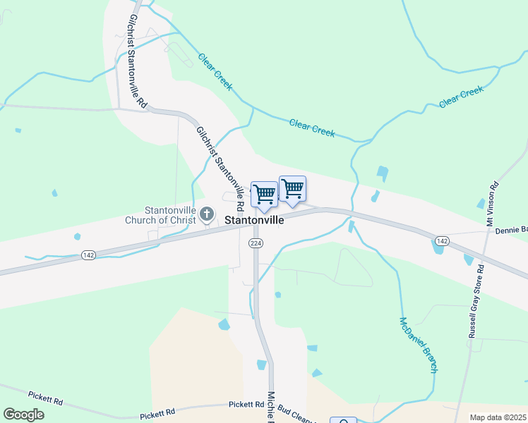 map of restaurants, bars, coffee shops, grocery stores, and more near 8450 Tennessee 142 in Stantonville