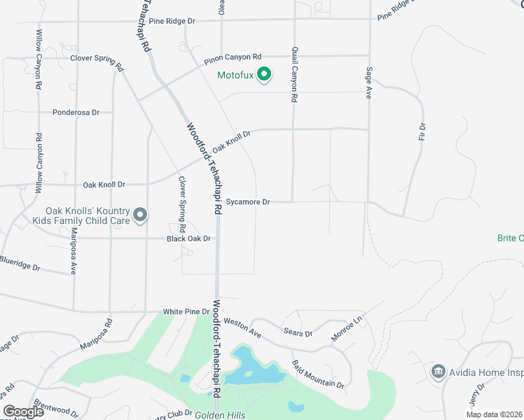 map of restaurants, bars, coffee shops, grocery stores, and more near 20420 Sycamore Drive in Tehachapi