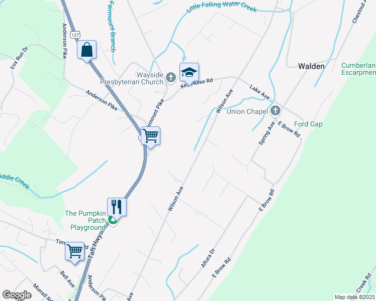 map of restaurants, bars, coffee shops, grocery stores, and more near 3301 Wilson Ave in Signal Mountain