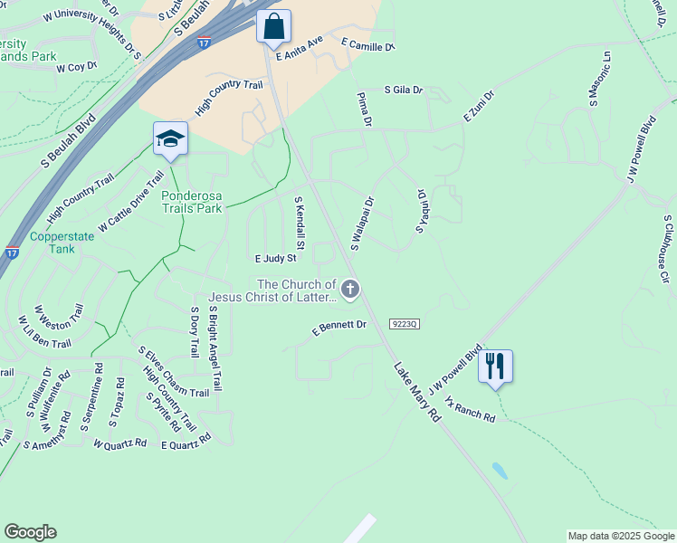 map of restaurants, bars, coffee shops, grocery stores, and more near 506 East Twelve Oaks Drive in Flagstaff